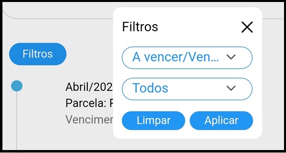 Aplique os filtros financeiros conforme a sua necessidade para emitir o titulo (boleto)